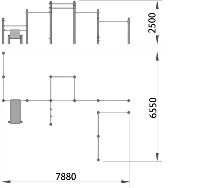 Рисунок схемы сборки воркаут (workout) комплекса.