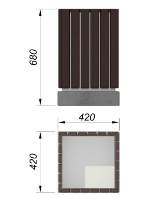 Урна деревянная квадратная с бетонным основанием МАФ 1633 в Воронеже