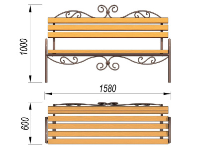 Лавочка кованная МАФ 1606 в Воронеже