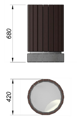 Урна деревянная круглая с бетонным основанием МАФ 1632 в Воронеже