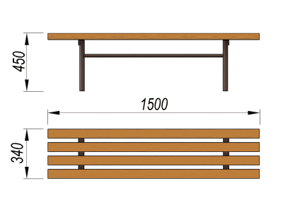 Лавочка без спинки МАФ 1601 в Воронеже