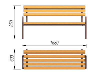 Парковая лавочка со спинкой МАФ 1605 в Воронеже